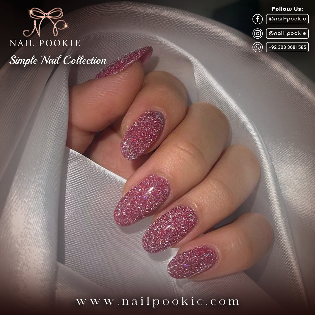 Reflective Glitter Pink Nails | Nail Pookie