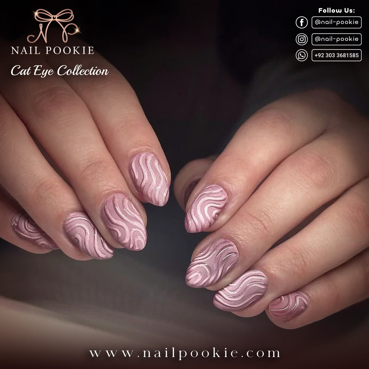 Liquid Rosé | Magnetic Swirl Cat Eye Nail Set