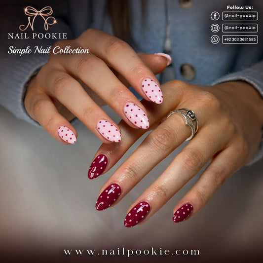 Pink Maroon Polka Dot Nails | Nail Pookie
