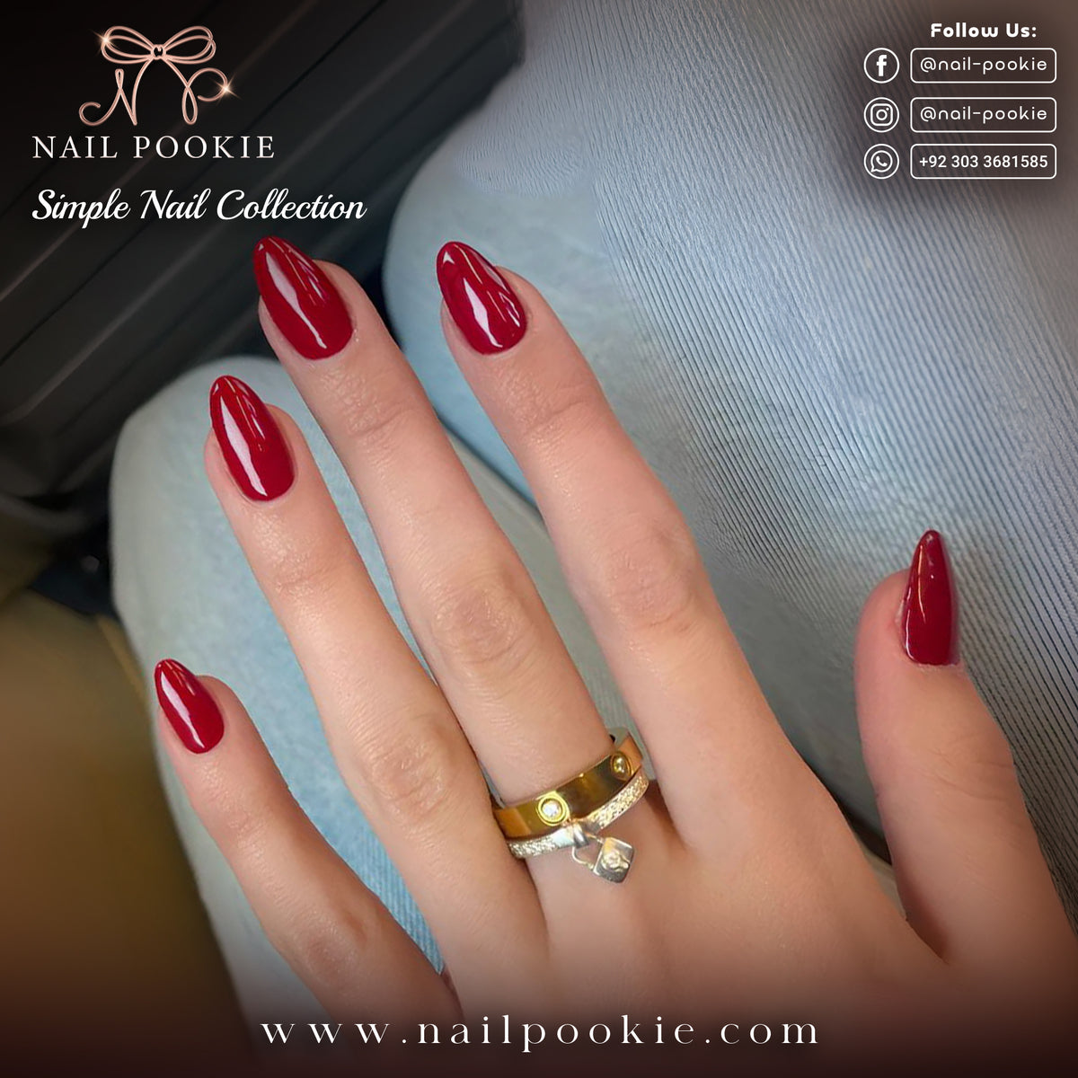 Classic Cherry Red Almond Nails | Nail Pookie
